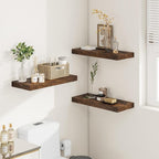 Vivelove 12" Deep Floating Shelves Over Toilet, 24" Wall Shelves for Bathroom Bedroom Kitchen Living Room Laundry Room, Farmhouse Rustic Shelves for Home Decor, 24" X 12" X 2" Set of 2, Rustic Brown