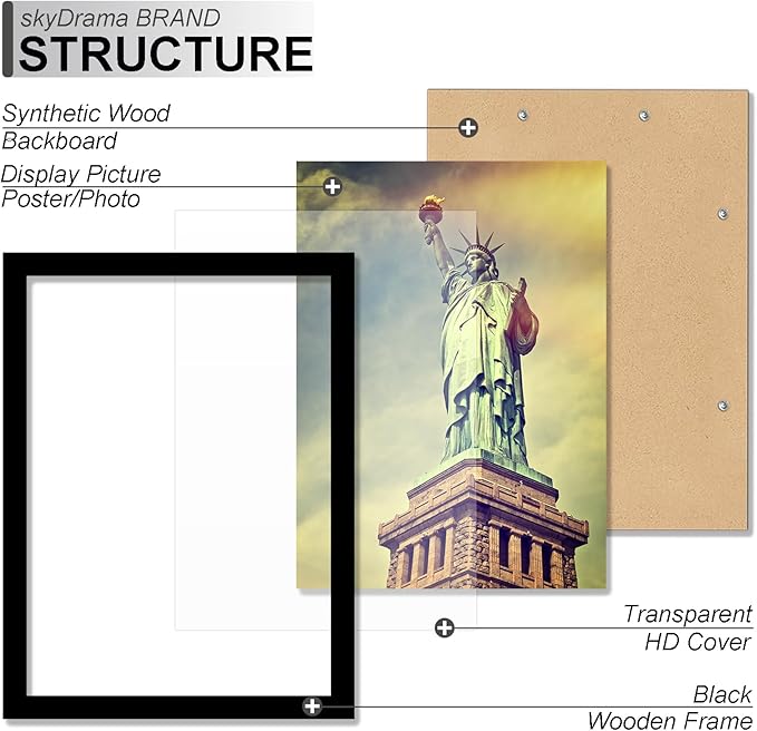 100% Solid Wood 14x20 Picture Frame Set of 2, Black Frame for 14 x 20 Inch Picture Poster Photo, Light Weight 14 by 20 HQ Matte Black Frame for Wall - 2 Pack/Black/14 x20