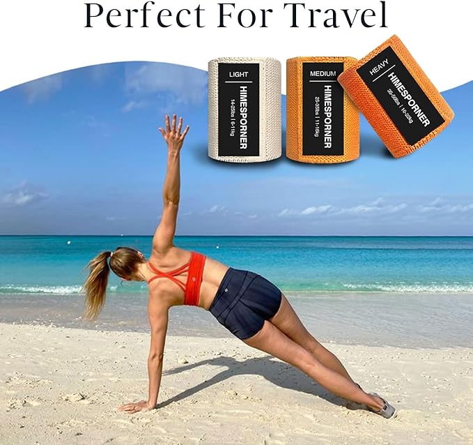 9 PCS Fabric Resistance Bands Set for Working Out, Non-Slip Exercise Booty Bands for Women & Men Leg and Glutes with Hair Ties and Tape Measure - for Home Gym Workout, Yoga, Pilates