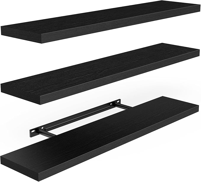 AMADA HOMEFURNISHING Floating Shelves for Wall, Wall Shelves for Living Room, Bedroom, Bathroom, Kitchen & Home Office Organization, Bathroom Shelves with Hidden Brackets, 22 lbs Max Load, AMFS44B