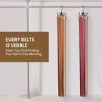 ZEDODIER Belt Hanger, Belt Rack Closet Accessories Organizer, Maximum 24 Storage Capacity, Hanging Holder Storage Hook for Belt, Bra, Tank Top, Tie, Scarf, Purse, Black