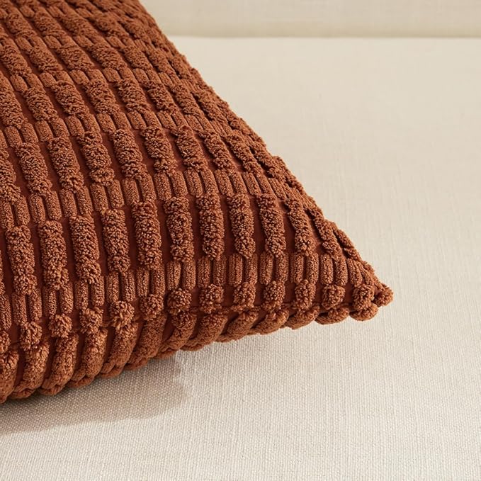 Fancy Homi 4 Packs Decorative Throw Pillow Covers for Living Room Couch Bed, Modern Farmhouse Boho Home Décor Accent Cushion Case, 20" x 12", Rust