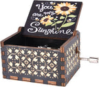 Dream Loom Wooden Music Box, You are My Sunshine Hand Crank Engraved Wooden Musical Boxes Sunflower Gift for Mother/Grandma/Wife/Girlfriend/Women