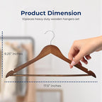 SereneLife 10-Pack Vintage Wooden Suit Hangers – Premium Solid Wood Coat Hangers with 360° Swivel Hook & Notches – Heavy-Duty, Space-Saving Design for Shirts, Jackets, Dresses & More