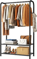 SINGAYE Clothing Racks For Hanging Clothes Rack Portable Closet Garment Coat Rack With Shelves Heavy Duty Hanger Stand Wardrobe Free Standing Closet