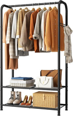 SINGAYE Clothing Racks For Hanging Clothes Rack Portable Closet Garment Coat Rack With Shelves Heavy Duty Hanger Stand Wardrobe Free Standing Closet