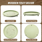 KULEDM Handmade Wooden Decorative Tray, Small Beaded Coffee Table Tray Decor, Sage Round Serving Tray for Coffee Table, Dining Room Table Entryway and Living Room Table