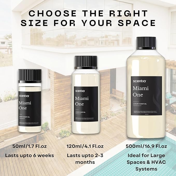 Scentia Miami One Aroma Oil 500 ml 16.9 fl oz – Aromatherapy Fragrance oil Inspired by 1 Hotel® Miami Beach – Lemon & Sandalwood Luxury Blend for HVAC and Waterless Diffusers –Holiday & Christmas Gift
