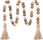 Meplait Wood Bead Garland, 39in Farmhouse Beads with Tassels for Tiered Tray Decor