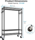 VIPEK R3C Rolling Clothes Rack with Cover Portable Closet for Hanging Clothes, Heavy Duty Garment Rack Clothing Racks with Wheels& Hanging Rod, Black Racks with Grey Upgraded Polyester Cover