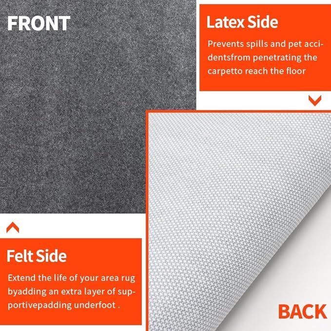 Non-Slip Rug Pads 1/4” Thick, 2x3Ft Waterproof Rugs Non Skid Rug Pad for All Floors and Finishes Durable Hardwood Floor Protective Felt Keeps Rugs in Place, Safe and Secure