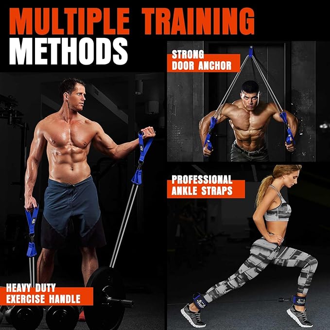 Heavy Resistance Bands for Working Out, 300LBS Exercise Bands with Handles, Workout Bands for Men, Weight Fitness Bands Set for Muscle Training, Strength, Slim, Yoga, Home Gym Equipment