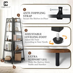 CAPHAUS Tall Corner Shelf Stand, 4-Tier Display Shelves, Ladder Corner Wood Storage Plant Bookshelf with Metal Frame, Versatile Shelving Unit Bookcase for Home Office Space, Black
