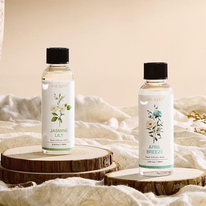 Airkeep Reed Diffuser Oil Refill/Jasmine Lily/3.38oz（100ml/1 Pack/Scented Oil Refill for Reed Diffuser Home Fragrance for Bedroom, Bathroom Office Home Decor