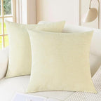 CaliTime Throw Pillow Covers Decorative 16 X 16 Inches Pack of 2 Cozy Chenille Cushion Cases for Couch Sofa Bed Living Room Home Beige