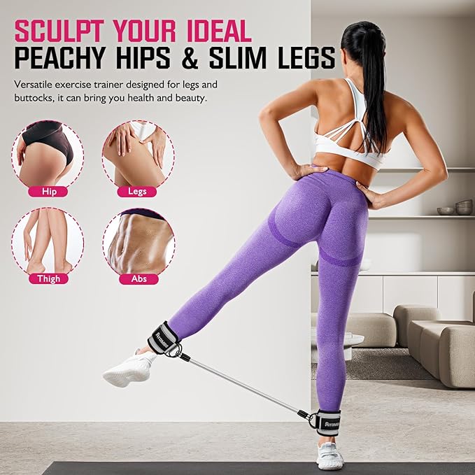 Ankle Resistance Bands with Cuffs, Home Gym Workout Equipment, Lifting Glute Butt Exercise Equipment for Women, Ankle Weights Fitness Set, Leg Booty Equipment for Training Perfect Body Shape