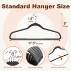 HOUSE DAY Heavy Duty Plastic Hangers 30 Pack, Non Slip Clothes Hangers with Rubber Pads and 360° Hook - Thin 0.2 Inch, Space Saving Coat Hanger Black, Closet Organizer for Shirt, Pants, Suit, Skirt