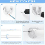 3 Pack Closet Rods for Hanging Clothes, 17 to 54 Inch Heavy Duty Stepless Adjustable Closet Hanging Rod, 1.3 Inch Diameter Metal Closet Rod for Wardrobes Laundry Bedroom RV, White