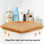 JiudunsKylight Wall Mounted Corner Floating Shelf Set of 3, with Wire Hole, 8.5/11.2/13.2 Inch Oak Shelves for Bedroom, Kitchen, Living Room, Storage and Display for Small Plants
