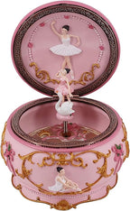 Classical Ballerina Music Box Collectible Mechanical Musical Box with Colorful Lights and Sankyo 18-Note Wind Up Signs of The Girl Heart Gift for Birthday Christmas(Swan Lake)