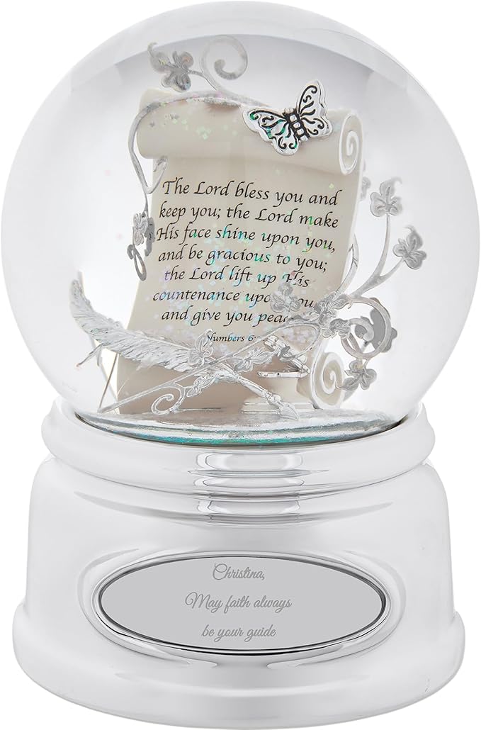 THINGS REMEMBERED Engraved Inspirational Prayer Scroll Musical Snow Globe, Plays “Amazing Grace” Music, Beautiful and Unique Gift (Free Customization)