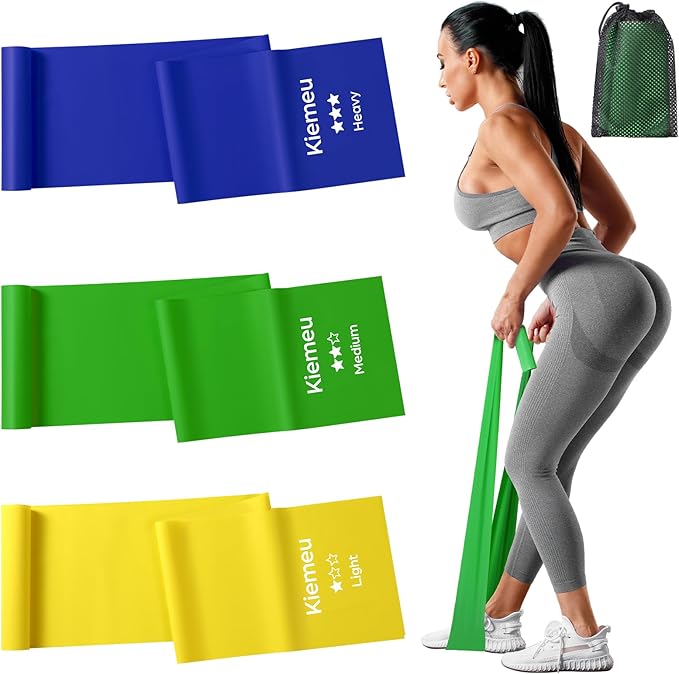 Flat Resistance Bands for Physical Therapy and Rehab, Pilates, Yoga, Latex Elastic Workout Bands Resistance for Women and Men, 5.9 Feet Long