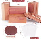 Woodever 40 Pack Cedar Planks for Clothes Storage, 100% Natural Aromatic Cedar Wood Pieces for Closets and Drawers, with Sandpaper and Sachets