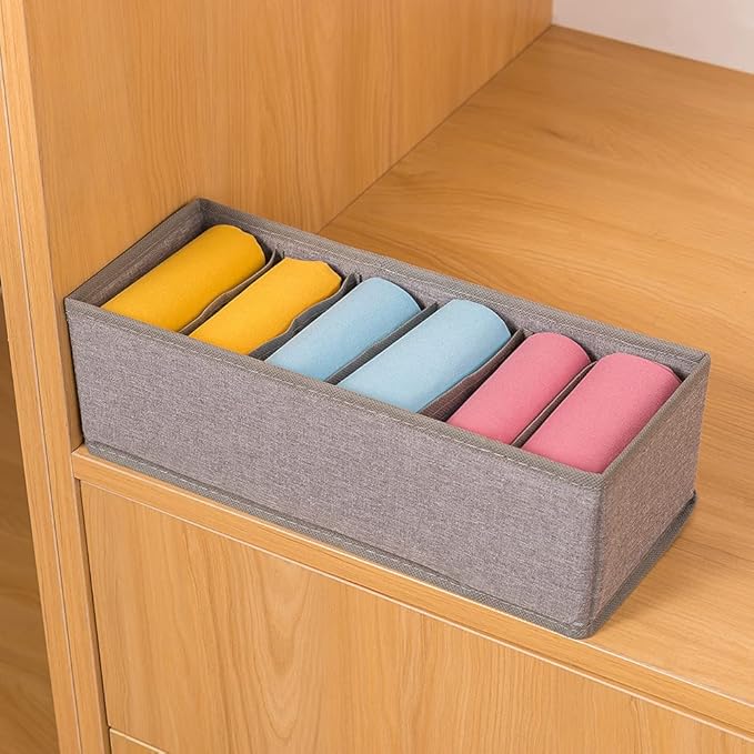 Qozary 3 Pack Sock Underwear Drawer Organizer Dividers, Collapsible Cabinet Closet Storage Boxes for Clothes, Socks, Lingerie, Underwear, Tie, Belt, Baby, Bedroom