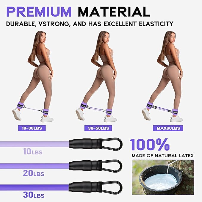 HPYGN Ankle Resistance Bands, Ankle Bands for Working Out with Cuffs, Resistance Bands for Leg Butt Training Workout Equipment for Kickbacks Hip Gluteus Training, Ankle Strap with Exercise Bands