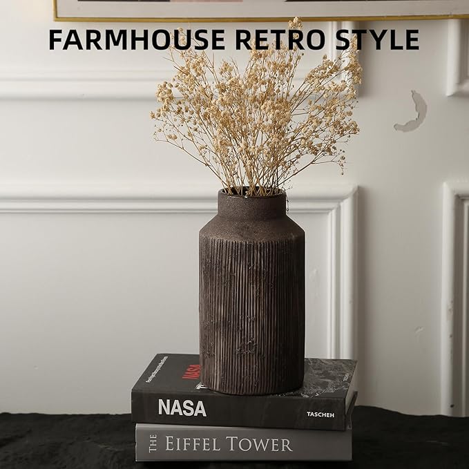 Rustic Vases for Home Decor. Ceramic Vase for Dining Table Decor. Terracotta Decorative Vase 9.7IN. ZSHLXM