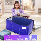 Moving Storage Bags, Moving Supplies Packing Boxes for Moving, Camping, College Dorm Room Essentials for Girls, Blue Tote Bags, Heavy-Duty Storage Bins With Lids And Zippers, 125L 4 Pack