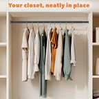 Closet Rod 30-63 Inches, Adjustable Heavy Duty Metal Black Closet Rods for Hanging Clothes 1.3 Inches Diameter for Wardrobes Laundry