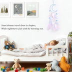 Pretty Jolly Blue Moon Kids Dream Catcher Wall Decor Pompom Feather Baby Dreamcatcher Handmade Children Dream Catcher Home Décor Wall Hanging for Nursery Bedroom Boys Girls Birthday Gift-25.6in