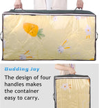 Budding Joy 90L Under Bed Storage Containers, Closet Organizers and Storage Bins, Foldable Underbed Storage Bags for Linen Sheets, Blanket, Clothing, Comforter, Sweaters, Pillows, Wrapping Paper, Grey