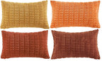 Fancy Homi 4 Packs Decorative Throw Pillow Covers for Living Room Couch Bed, Modern Farmhouse Boho Home Décor Accent Cushion Case, 20" x 12", Burnt Orange Series