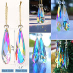 Crystal Glass Christmas Ornaments, 6Pcs Teardrop Prism Hanging Crystals for Christmas Tree,Centerpieces,Wedding,Party Decor (Crystal AB)