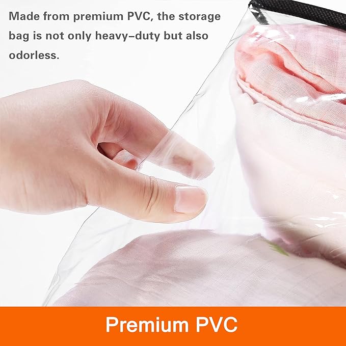 Vieshful 3 Pack Clear Comforter Storage Bag, 60L Clothes Storage Bag with Zipper Closet Organizer, Plastic Storage Containers Moving bags for Comforter, Blanket, Bedding, Duvet, Toys