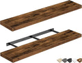 QEEIG Floating Shelves for Wall 47.2" Extra Long - Wall Shelf Bathroom Kitchen Living Room Bedroom Farmhouse Home Decor Display Bookshelf Large 47.2 x 9.3 inch Set of 2, Rustic Brown (008-120BN)