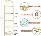 Crofy Foldable 5 Tier Corner Shelf, Metal Corner Plant Stand with Gold Frame and Transparent Shelves, Corner Display Rack Multipurpose Shelving Unit for Living Room, Bedroom, Bathroom