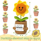 Positive Sunflower Graduation Gifts for Women Men Teens - Handmade Positive Crochet Animals, Stuffers for Mom Teacher Best Friend Bestie Sister, Cute Stocking Stuffers for Her Him