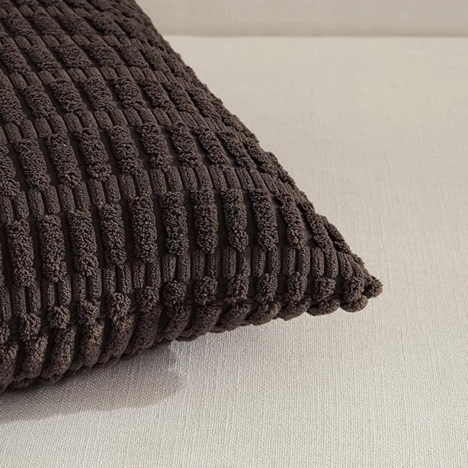 Fancy Homi 4 Packs Decorative Throw Pillow Covers for Living Room Couch Bed, Modern Farmhouse Boho Home Décor Accent Cushion Case, 20" x 12", Dark Brown