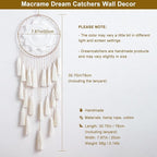 Artilady Macrame Dream Catchers for Bedroom - Tassel Wall Hanging Handmade Dreamcatchers Home Decor with Tassel Feather Ornament Craft Blessing Gift (Beige)