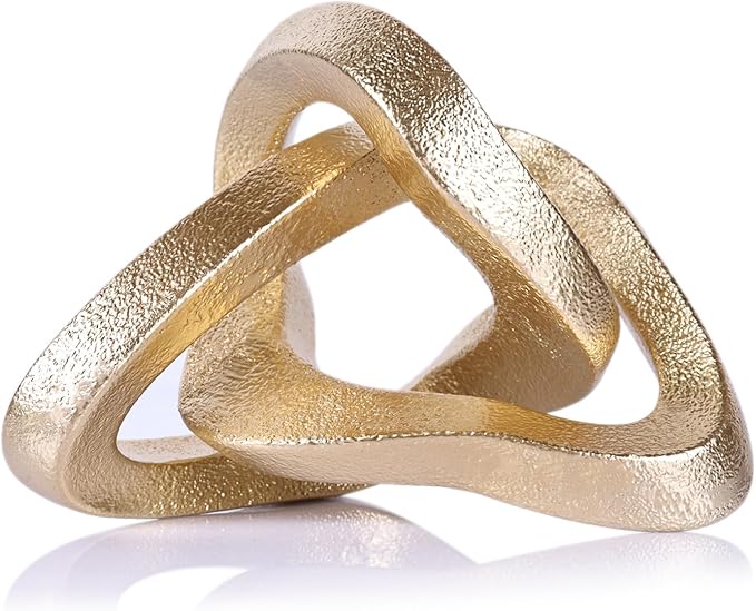 LCCCK Infinity Knot Sculpture Gold Knot Decor Object, Abstract Knick Knacks Coffee Table Modern Statue, Gold Sculpture for Home Living Room Table Ornaments and TV Stand Bookshelf Decorative