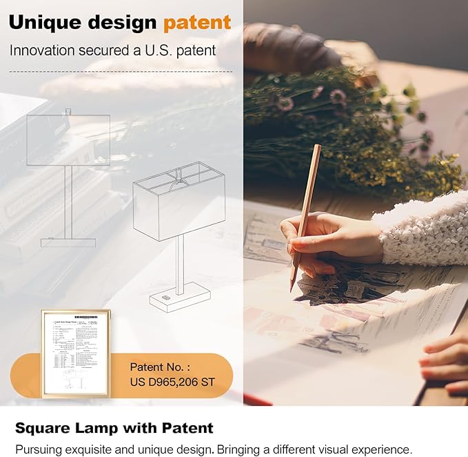 21" Touch Bedside lamps with 2 USB & AC Outlets, 3-Way Dimmable Bedside Table Lamps Set of 2 for Bedroom Living Room Office Reading, Black Shade Lamps for Night Stands, 5000K LED Bulbs Included