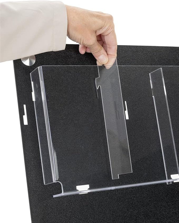Displays2go Acrylic Wall Mounted Magazine Rack, 4-8 Adjustable Pockets, 2-Tiered - Black (2RP4BLK)