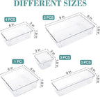 13 PCS Drawer Organizer Set, 5 Varied Size Bathroom and kitchen Drawer cabinet organizer Trays, Clear Storage Bins for Makeup, Jewelry, Utensils and Gadgets