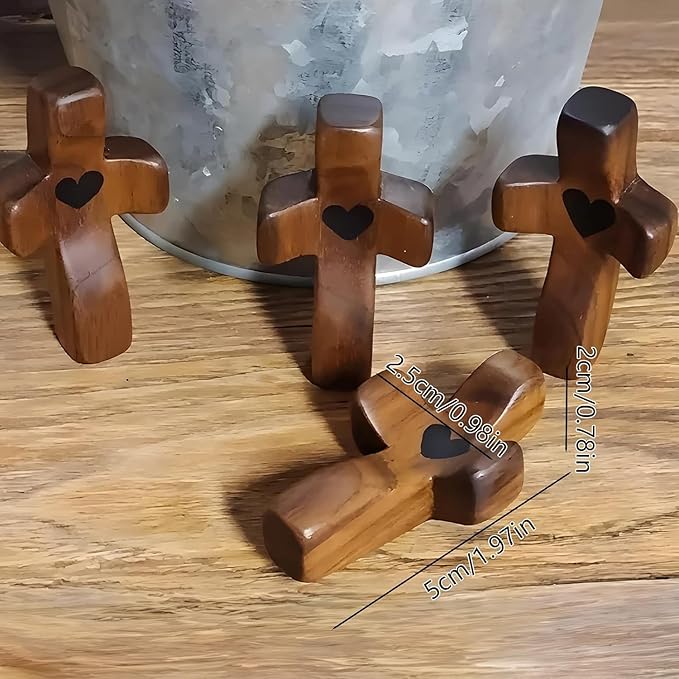 Cross My Heart/Encouragement Gift Wood Comfort Pocket Prayer Cross for Clutching, Clinging and Praying Christian Religious Gift