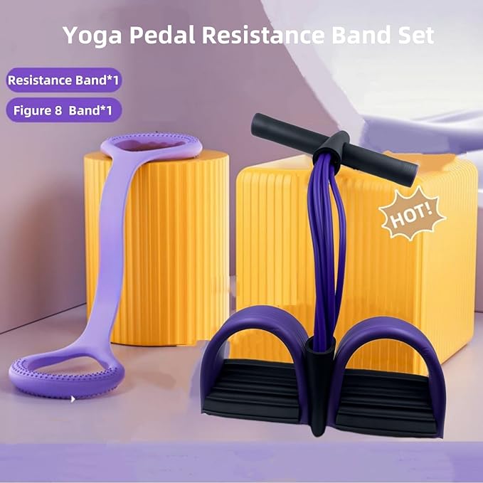 Resistance Bands for Exercise,6-Tube Elastic Yoga Pedal Puller Resistance Band, Natural Latex Tension Rope Fitness Equipment, for Abdomen/Waist/Arm/Leg Stretching Slimming Training