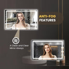 LOAAO 66"X40" LED Mirror for Bathroom, Lighted Bathroom Mirror with Lights, Anti-Fog, Dimmable, Memory Function, Clear Reflection