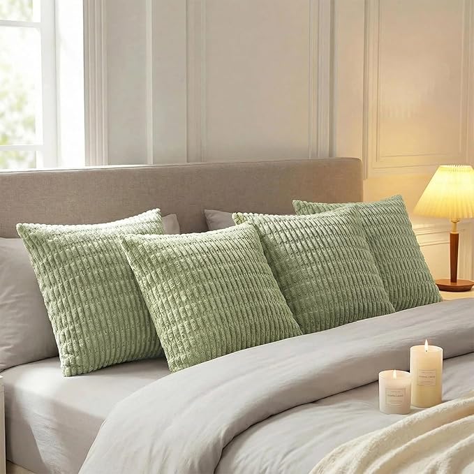 Fancy Homi 4 Packs Decorative Throw Pillow Covers for Living Room Couch Bed, Modern Farmhouse Boho Home Décor Accent Cushion Case, 26" x 26", Sage Green